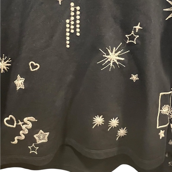 Johnny Was Black Hoodie with Starry Embellishments Size Small - Picture 4 of 9